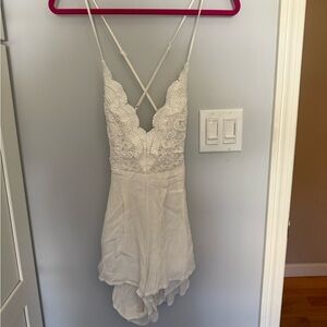 Lulus Open Back White Lace Romper